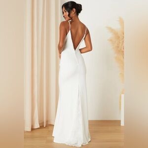 NWT. White Lace Button Back Maxi Dress - Bridal